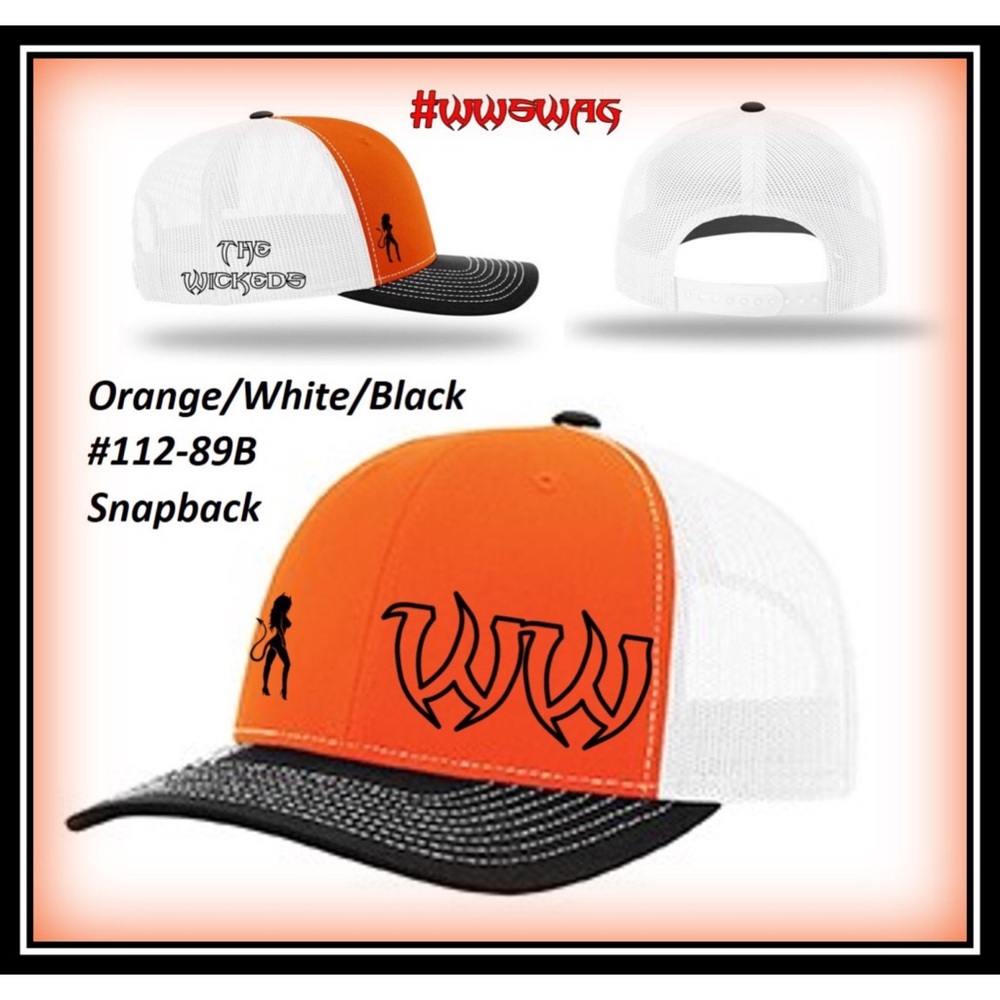 Hat - Trucker Snapback #112 - Orange/White/Black B